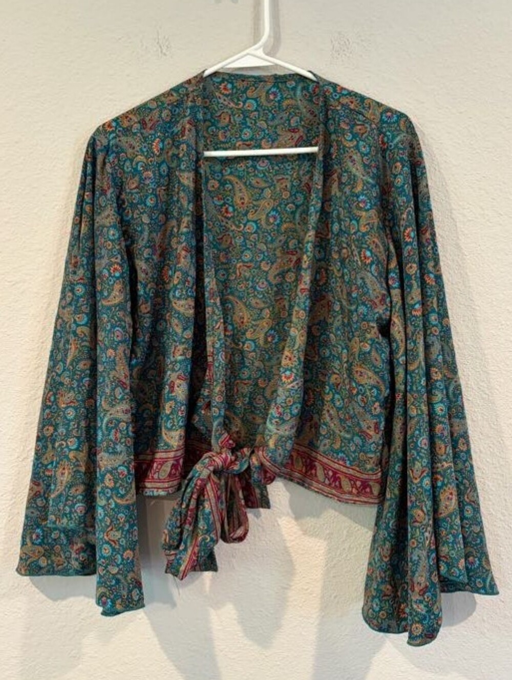 Made In India Boutique Womens 100% Silk Casual Long Sleeve Tie Cardigan One Size